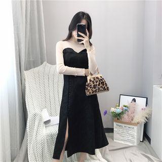 Long Sleeve Two-tone Dress