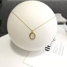 925 Sterling Silver Scallop Pendant Necklace L191 - Gold - One Size