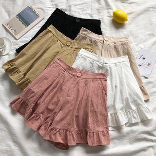 Frill Trim Wide-leg Shorts