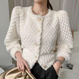 Puff-sleeve Fluffy Cardigan