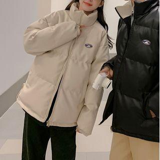 Couple Matching Patent Padded Zip-up Jacket