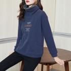 Mock Two-piece Letter Embroidered Sweatshirt