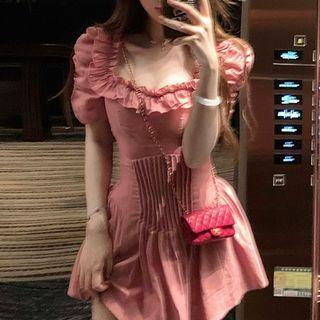 Short-sleeve Frill Trim Top / Skort
