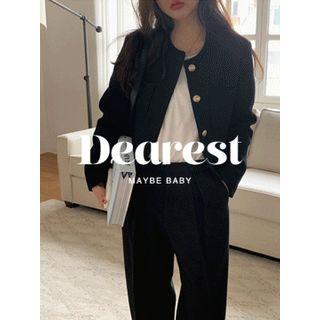 Round-neck Button-detail Jacket One Size