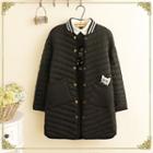 Cat Appliqued Snap Buttoned Padded Coat