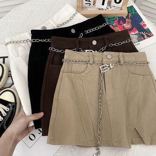 High-waist Cargo Split Mini Skirt