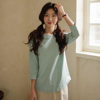 Set Of 2: 3/4-sleeve Round-hem T-shirt