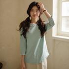 Set Of 2: 3/4-sleeve Round-hem T-shirt