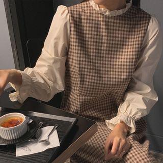 Inset Blouse Long Plaid Dress