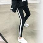 Stripe-trim Leggings Black - One Size