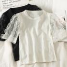 Patchwork Mesh Short-sleeve Slim T-shirt