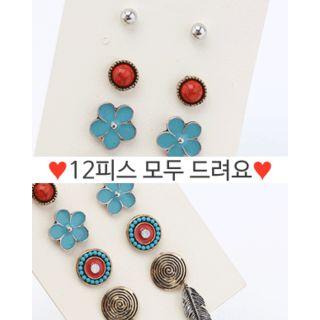 Antique Earring Set (12 Pcs) One Size