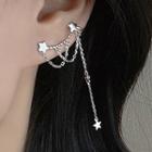 Chain Strap Fringed Star Stud Earring 1 Pc - Right - With Earring Back - Silver - One Size