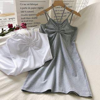 Plaid Halter Drawstring A-line Dress