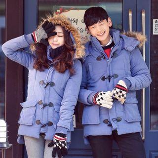 Couple Matching Fuax Fur Hooded Padded Coat