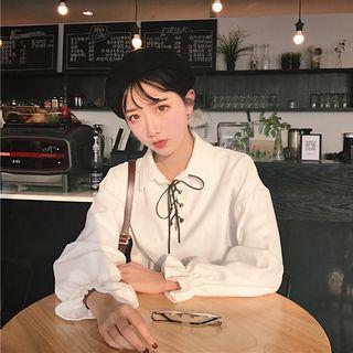 Long-sleeve Lace-up Ruffled Shirt