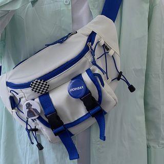 Drawstring Two-tone Nylon Belt Bag