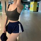 Spaghetti Strap Crop Camisole / High Waist Running Shorts
