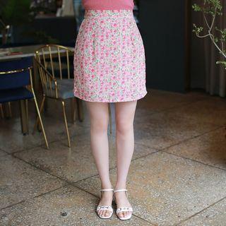 Silky Floral A-line Miniskirt