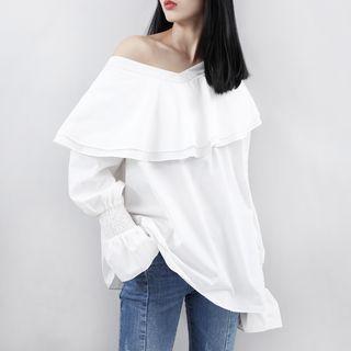 One-shoulder Ruffled Top