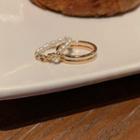 Set: Freshwater Pearl / Alloy Ring Set Of 2 - Gold - One Size