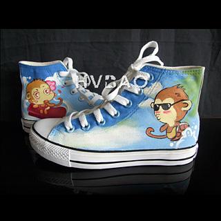 Surfing Monkeys High-top Canvas Sneakers
