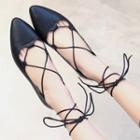 Pointed Lace-up Flats