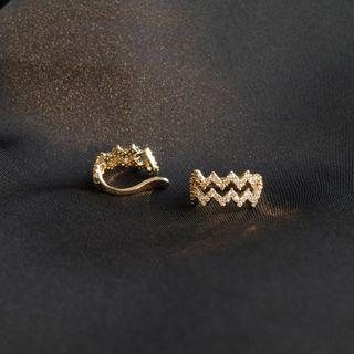 Rhinestone Zigzag Earring 1 Pair - Gold - One Size