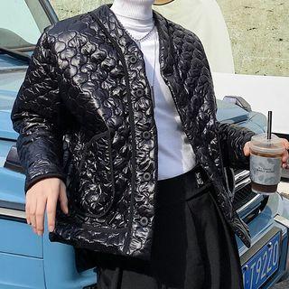 V-neck Argyle Padded Jacket