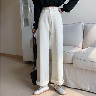 Plain Shift Wide-leg Jeans