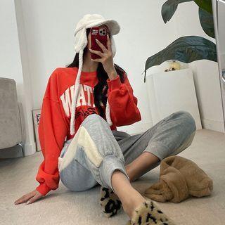 Letter-embroidered Cropped Sweatshirt