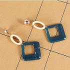 Retro Square & Oval Dangle Earring As Shown In Figure - One Size