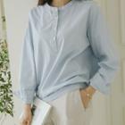 Half-placket Band-hem Blouse