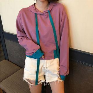 Color Panel Cropped Hoodie