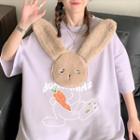 Short-sleeve Cartoon Rabbit Accent T-shirt