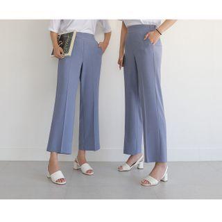 Band-waist Wide-leg Dress Pants In 2 Lengths