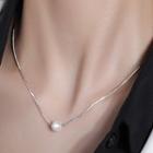 Sterling Silver Faux Pearl Necklace Silver - One Size