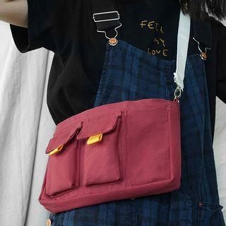 Canvas Multi Pocket Crossbody Bag As Shown In Figure - One Size