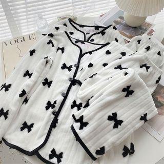 Set: Long-sleeve Fleece Top + High-waist Pants