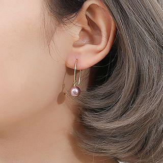 925 Sterling Silver Faux Pearl Dangle Earring 1 Pair - Lavender - One Size
