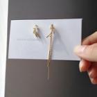 Non-matching Faux Pearl Rhinestone Dangle Earring 1 Pair - Asymmetric - Gold - One Size