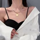 Disc Freshwater Pearl Necklace Gold - One Size