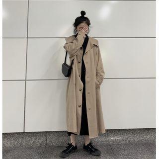 Single-breasted Midi Trench Coat Trench Coat - Khaki - One Size