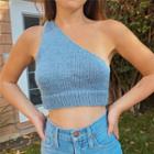 One-shoulder Cropped Knitted Top