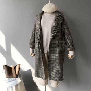 Houndstooth Loose-fit Button Coat