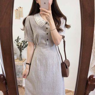 Short Sleeve Crochet Lace Collar Dress