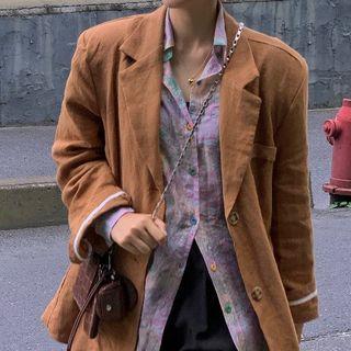 Printed Long-sleeve Shirt / Single-breasted Blazer
