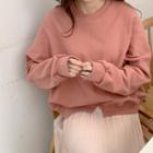 Seam-trim Slit-hem Boxy Sweatshirt