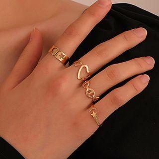 Set Of 4: Alloy Open Ring (various Designs)