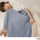Mid-rise Pleated Midi A-line Skirt